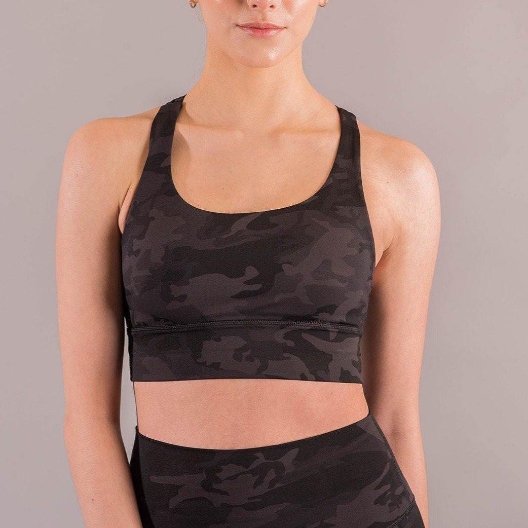 Camuflage Sport Bra de Alto impacto con Cruce de doble tirante en espalda